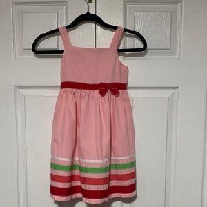 Gymboree Pink Dress with Red and Green Stripes